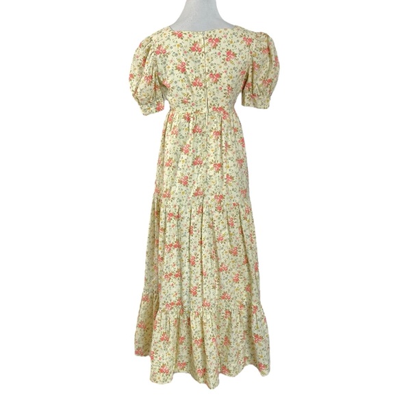 Vintage 60s 70s Ethereal Dainty Prairie Cottage Maxi Dress Ivory Floral XS Small - Picture 3 of 7